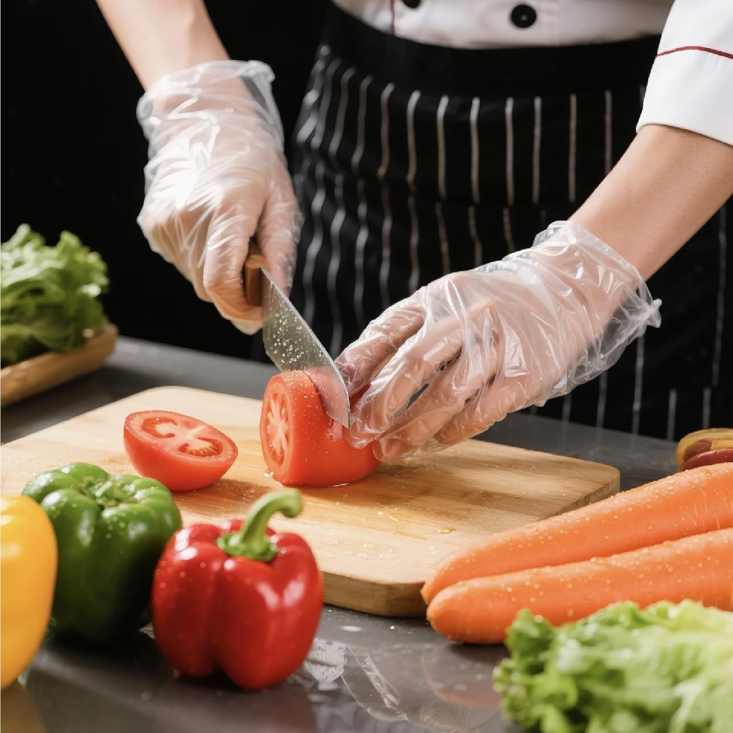 400 Count Disposable Poly Plastic Gloves for Cooking, Food Prep and Food Service
