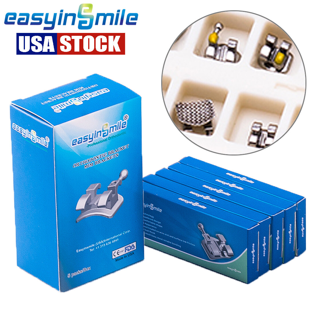 5Pack Dental Orthodontic Metal Bracket Mini Roth 022 345 With Hook EASYINSMILE