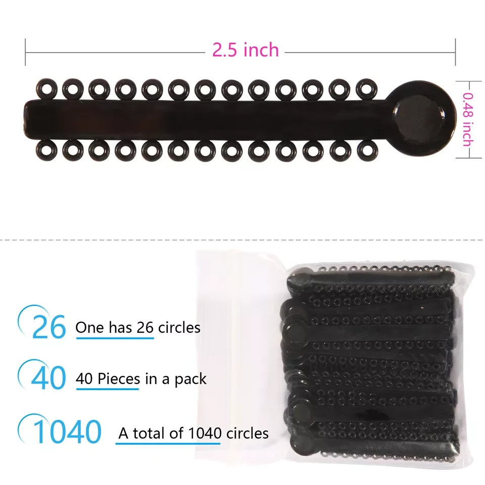 1040Pcs Dental Elastic Ligature Ties Rubber Bands Loops for Orthodontic Braces