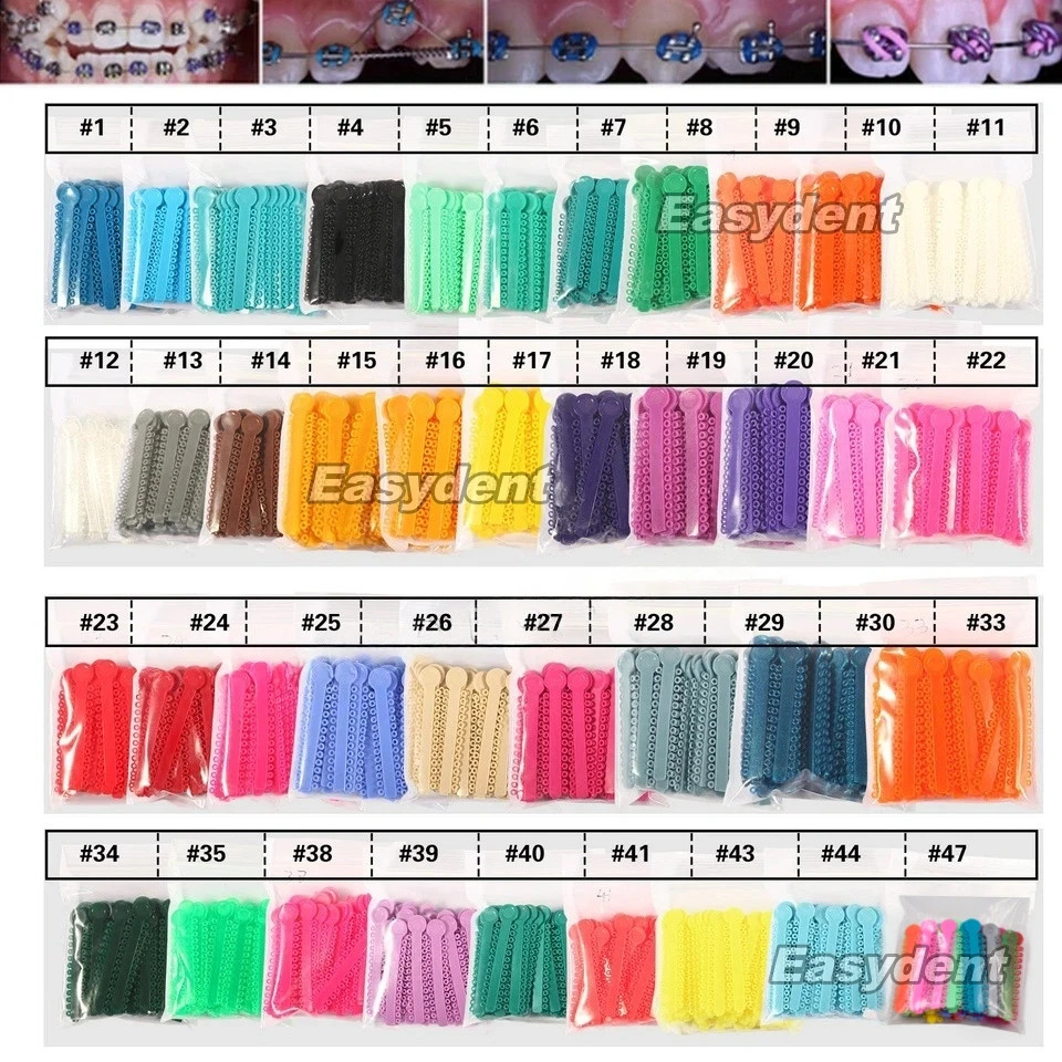 1040Pcs Dental Elastic Ligature Ties Rubber Bands Loops for Orthodontic Braces