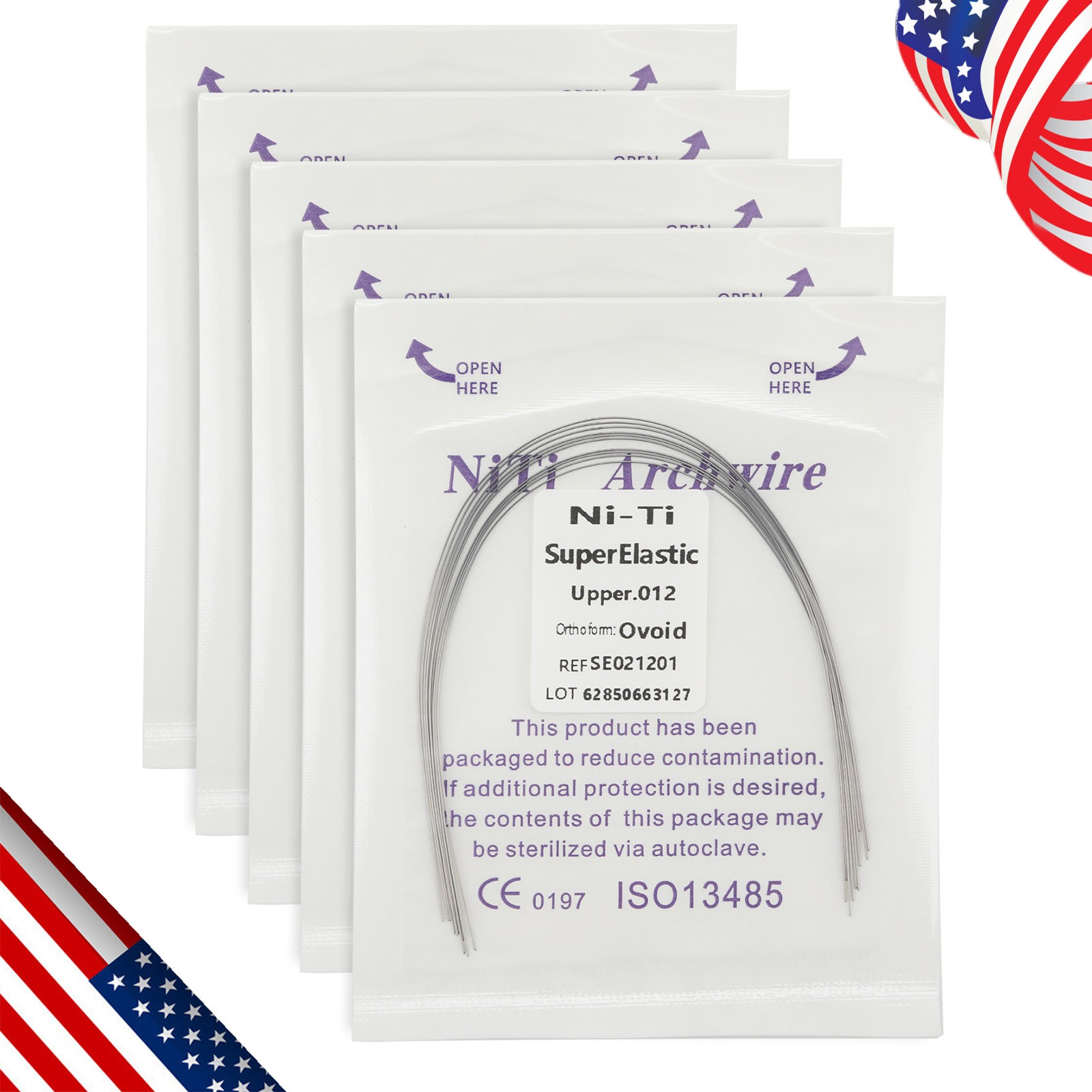 10 Packs/100pcs Dental Ortho Super Elastic Niti Round Arch Wire Ovoid Form