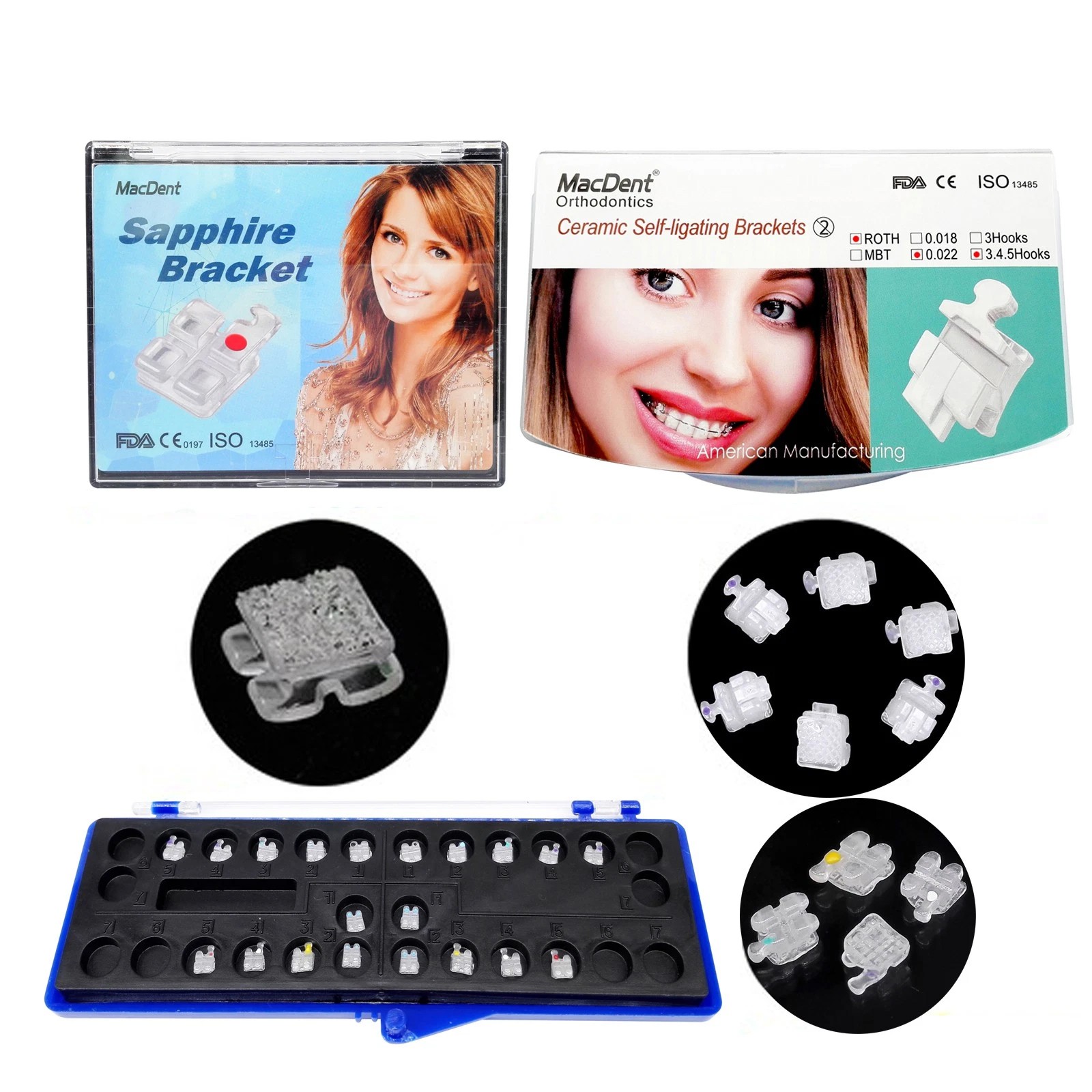 Dental Orthodoncia Ceramic Brackets Self ligating Monocrystalline Sapphire Brace