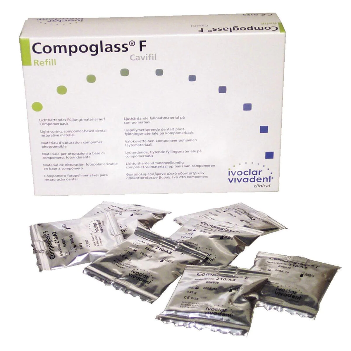 *20-Packs* Ivoclar Vivadent Compoglass F 0.25g 110/A1 Cavifil Cartridge 546980