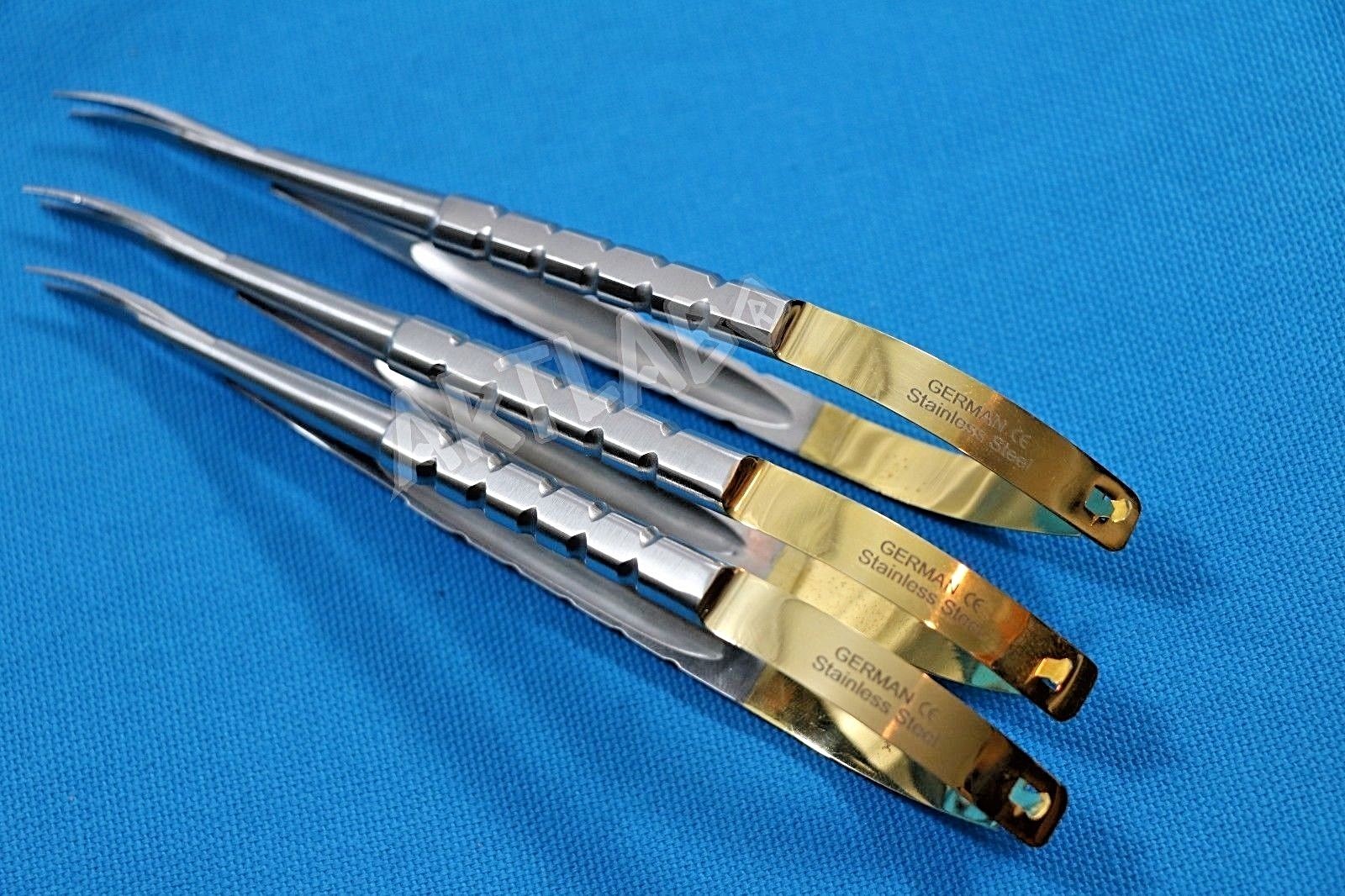 3 GERMAN CASTROVIEJO MICRO SURGERY SCISSORS 6″ CVD OPHTHALMOLOGY DENTAL SURGICAL