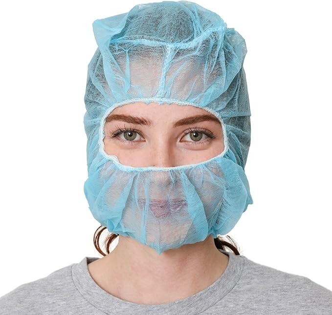 Blue Disposable Non-Woven Hoods (1000 pcs/Case) – Latex-Free Multi-Purpose Cover