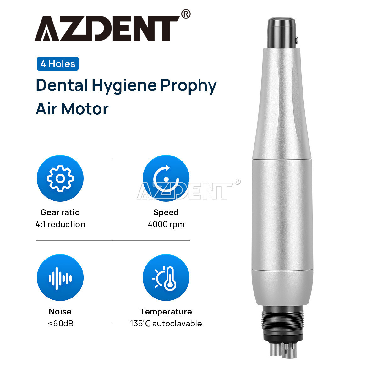 AZDENT Dental Wireless Hygiene Prophy Handpiece 4 Holes 360° Swivel