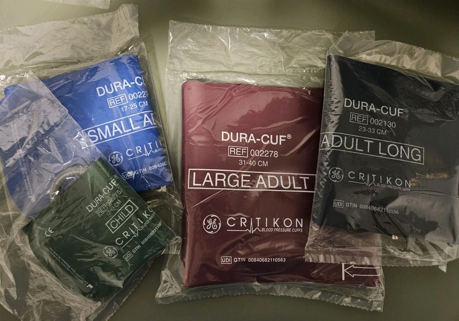 DURA-CUF Blood Pressure Cuffs, set of 4: 2278, 2130, 2276, & 2275.