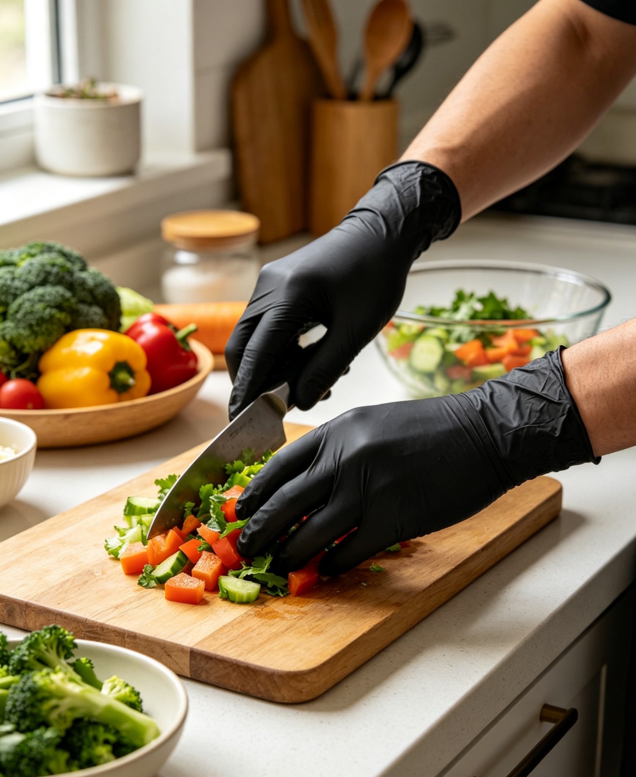Heavy Duty Black Latex Gloves 5mil Disposable Powder-Free Food Safe