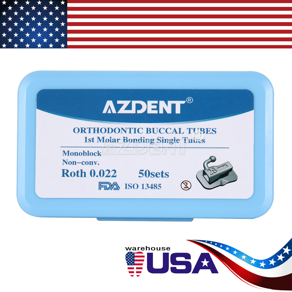 AZDENT Dental Orthodontic Self Ligating Brackets Mini Roth Mbt 022 &Buccal Tube