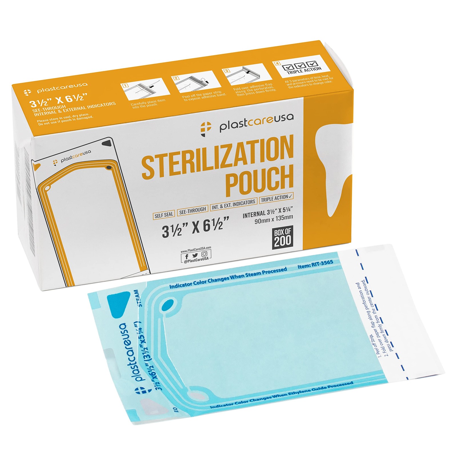200 3.5 X 5.25 Self Sealing Sterilization Pouches – Autoclave Sterilizer Bags…
