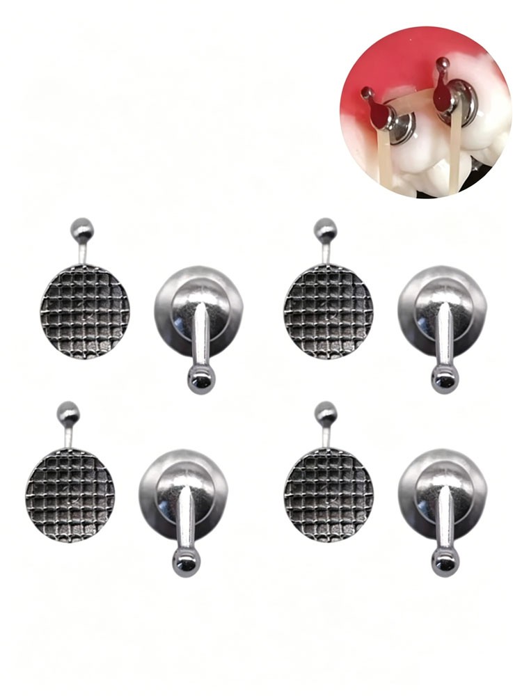10Pcs Dental Orthodontic Bondable Lingual Buttons with Hook Round Base