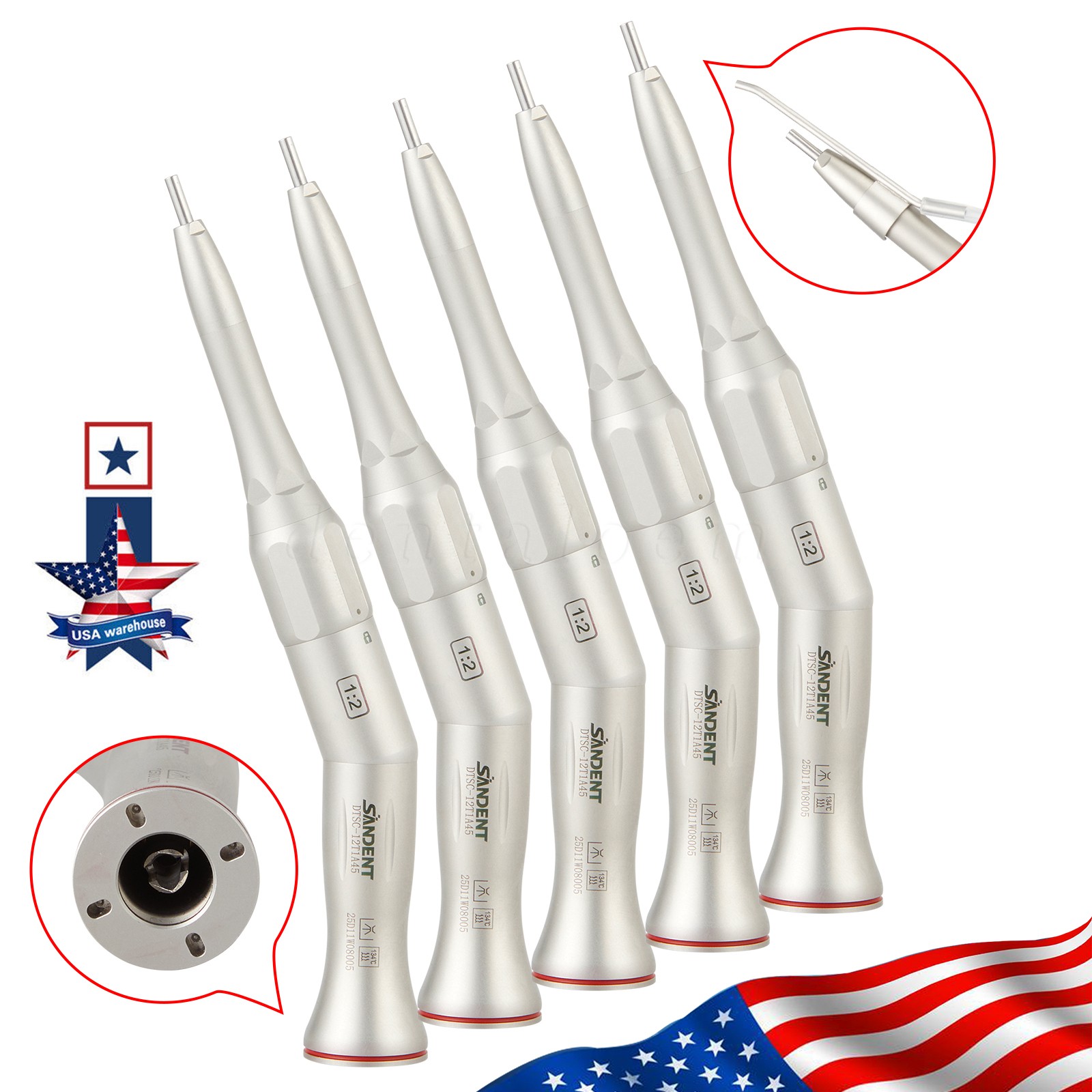 1-100 SANDENT Dental 1:2 Surgical Osteotomy Low Speed Handpiece 20º Contra Angle