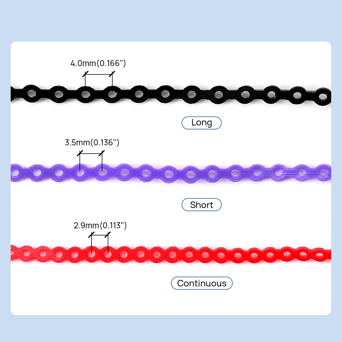 Dental Orthodontic Elastics Chain latex Elastic Ligature Ties Bands for Brackets