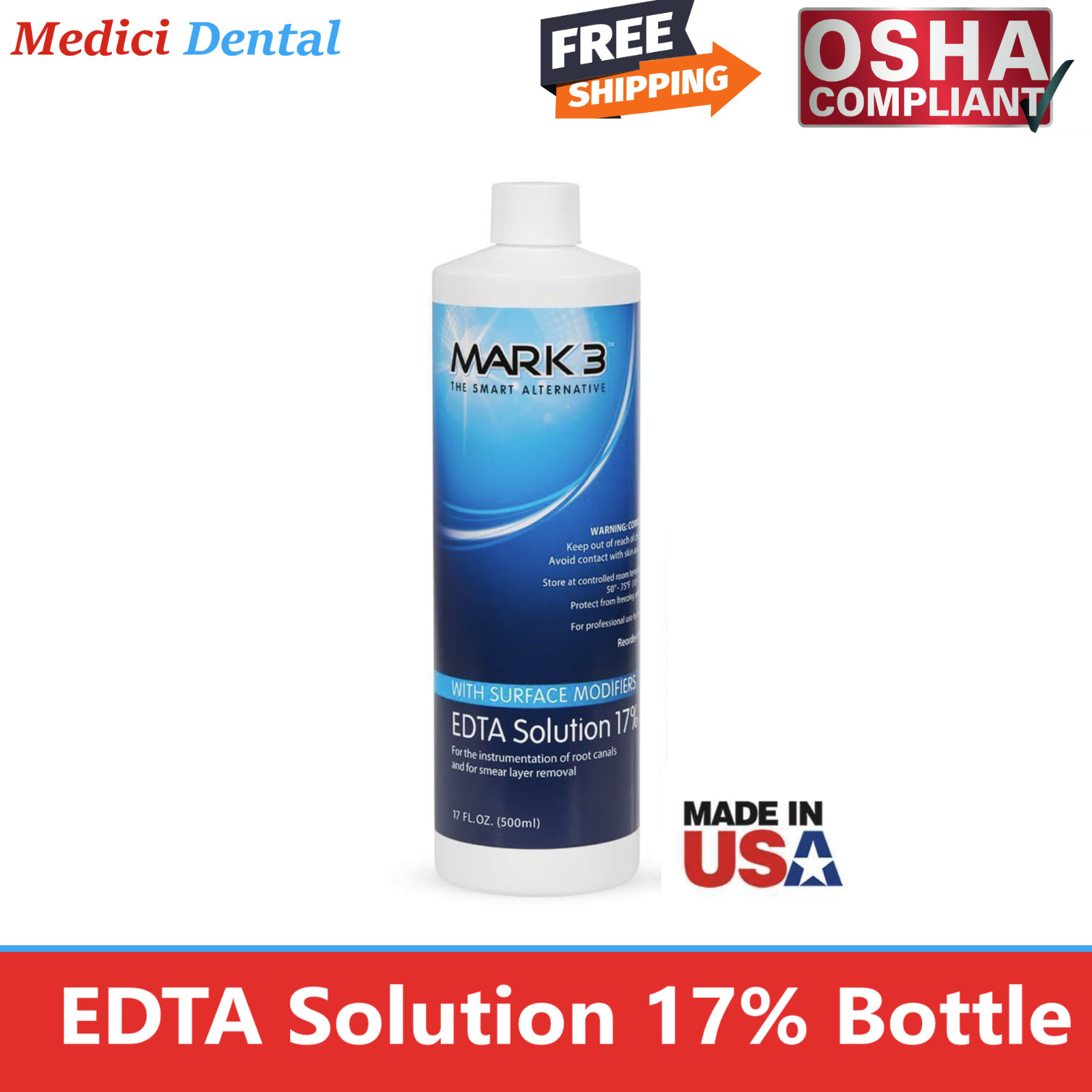 Dental Endodontic EDTA 17% Cleaning Widen Root Canal Treatment Solution 500ml