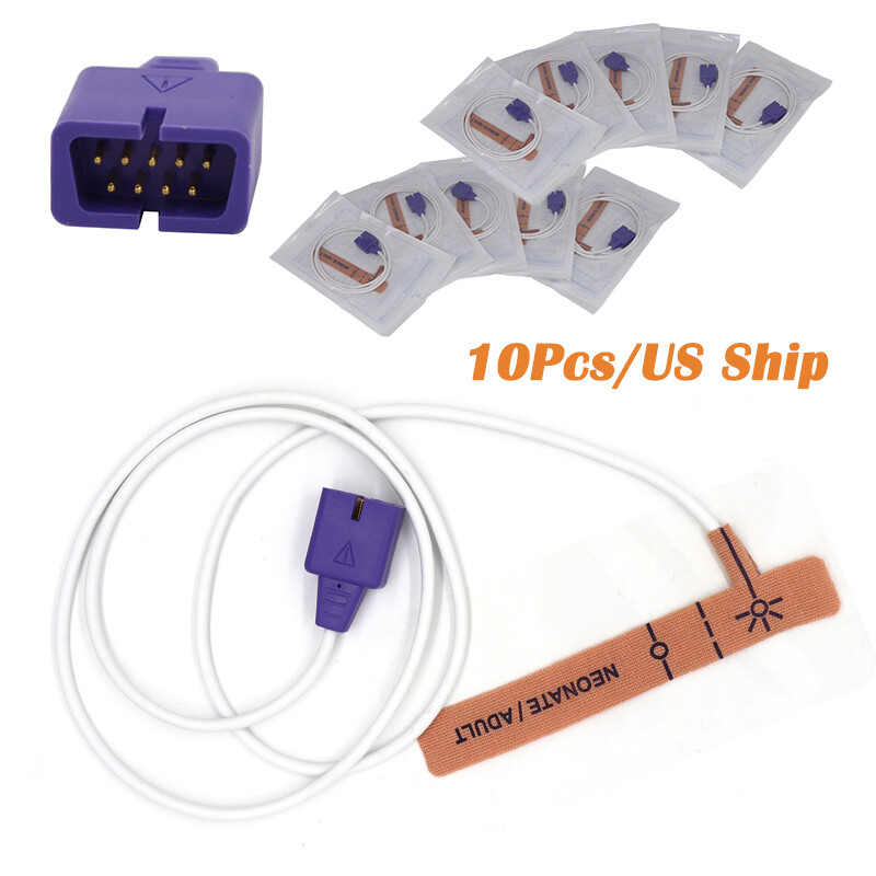10Pcs 9Pin Disposable Neonate/Adult Oximax SpO2 Sensor Compatible for Nelcor，US