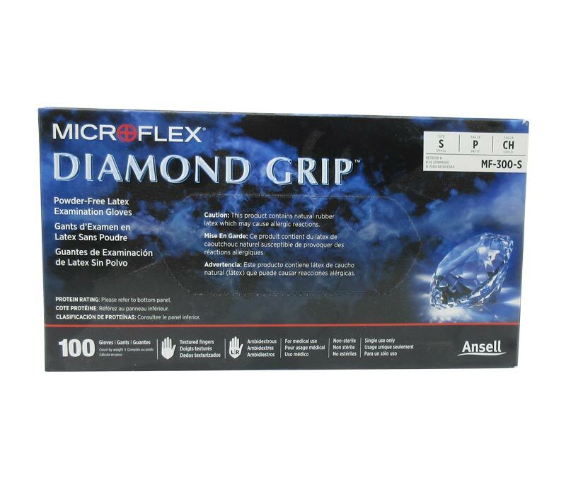 *200-Gloves* MicroFlex Diamond Grip Powder-Free Latex Examination Small MF-300-S