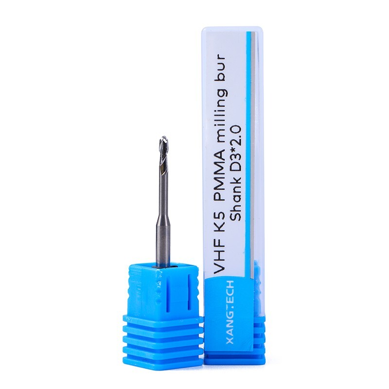 VHF K5 PMMA Milling Burs Shank D 3mm Tools for Wax Peek 0.6/1.0/2.0mm