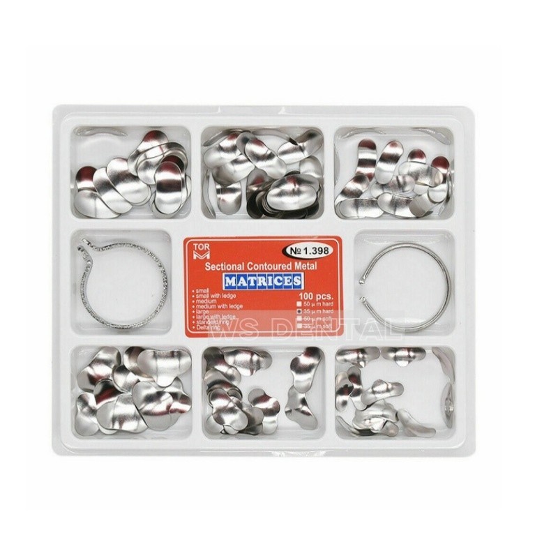 10 Set TOR VM Dental Matrix Bands Sectional Contoured Matrices Wedges Ring Clamp