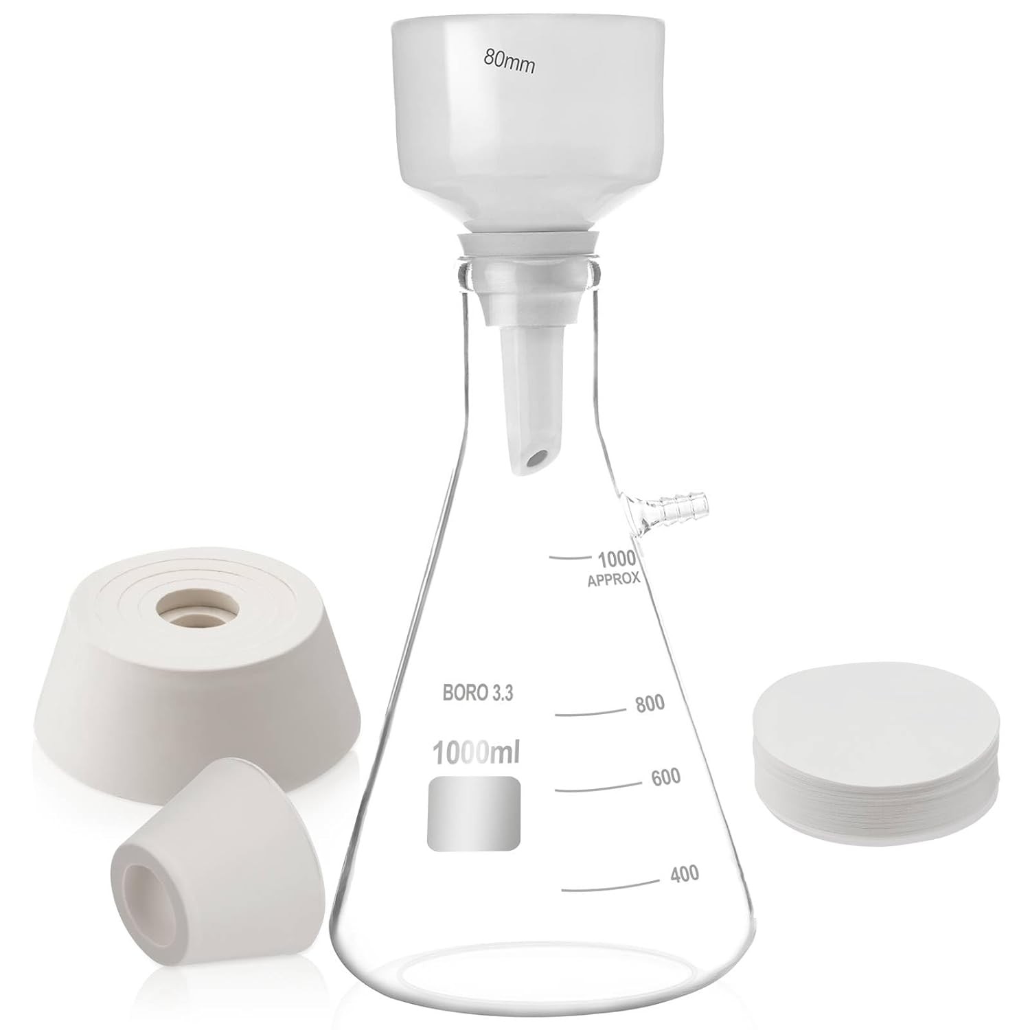 1000ML Buchner Funnel Filtering Kit Lab Vacuum Pump 18 L/Min Filter Flask Set