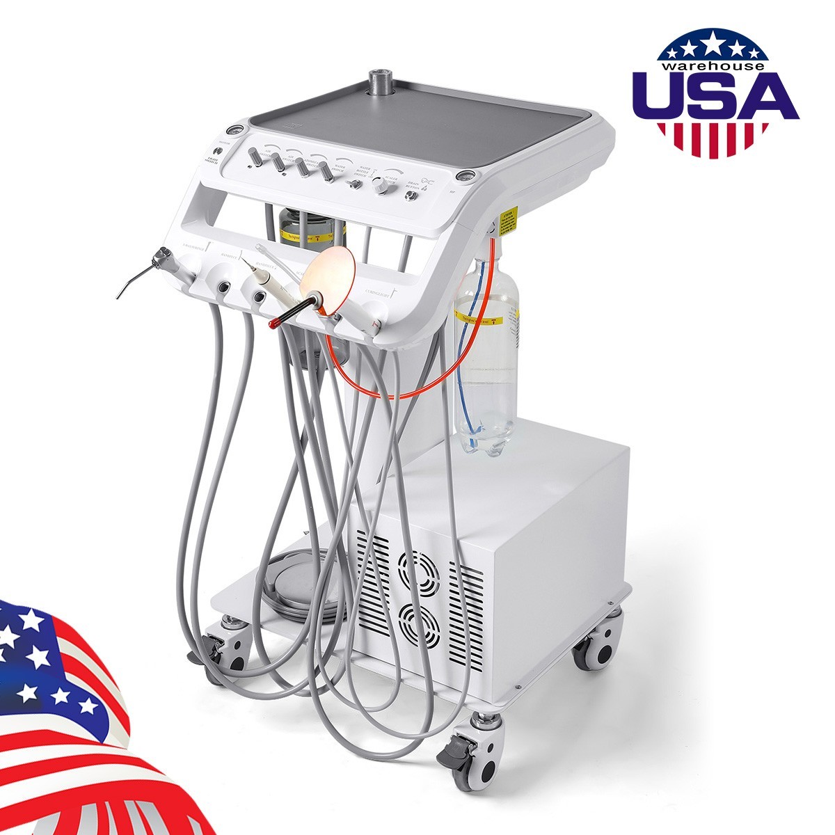 Portable Dental Mobile Delivery Unit Cart System Air Compressor 4H/with LED Lamp