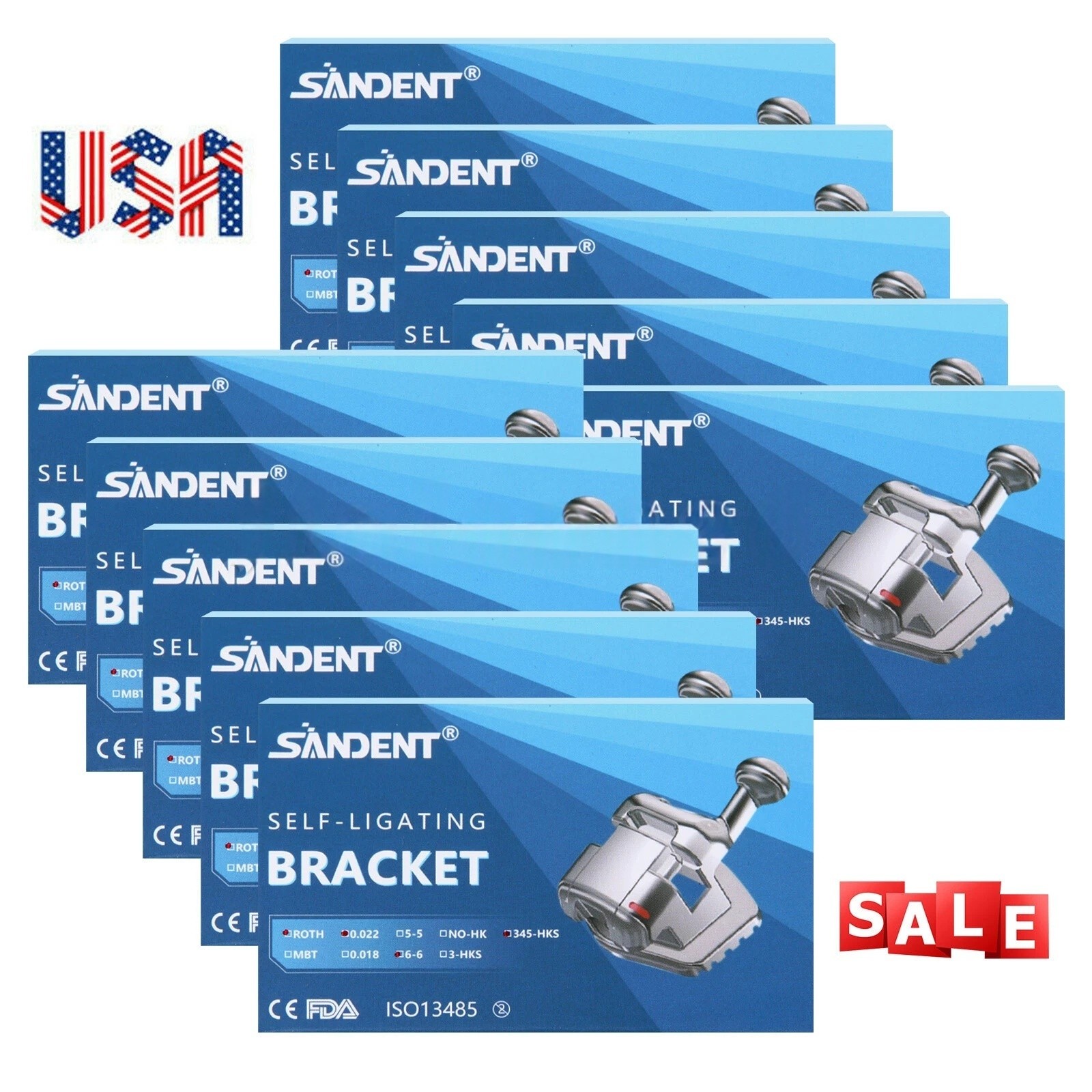 Dental Orthodontic Self-Ligating Brackets ROTH.022 Hooks 345