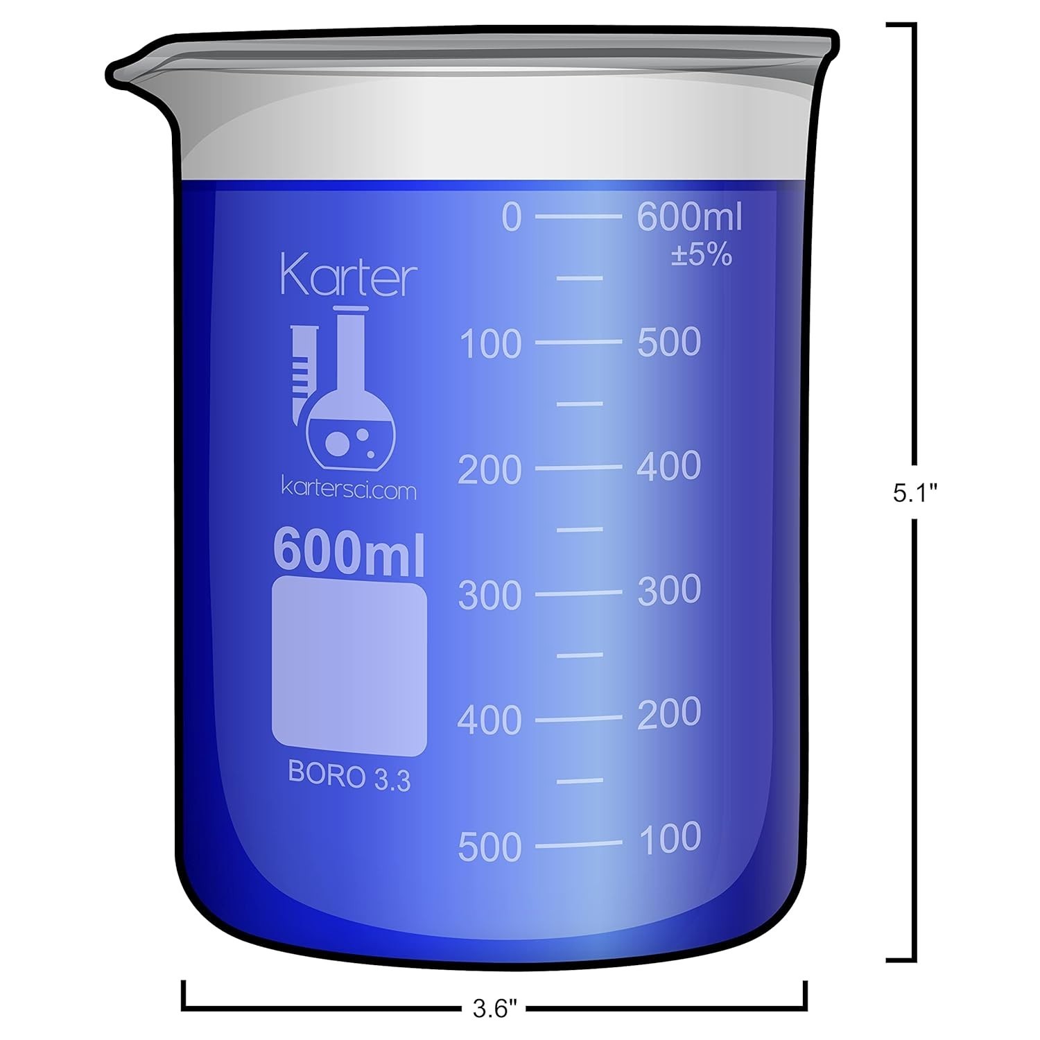 600ml Heavy-Duty Beaker – Borosilicate 3.3 Glass with Exceptional Pouring Design
