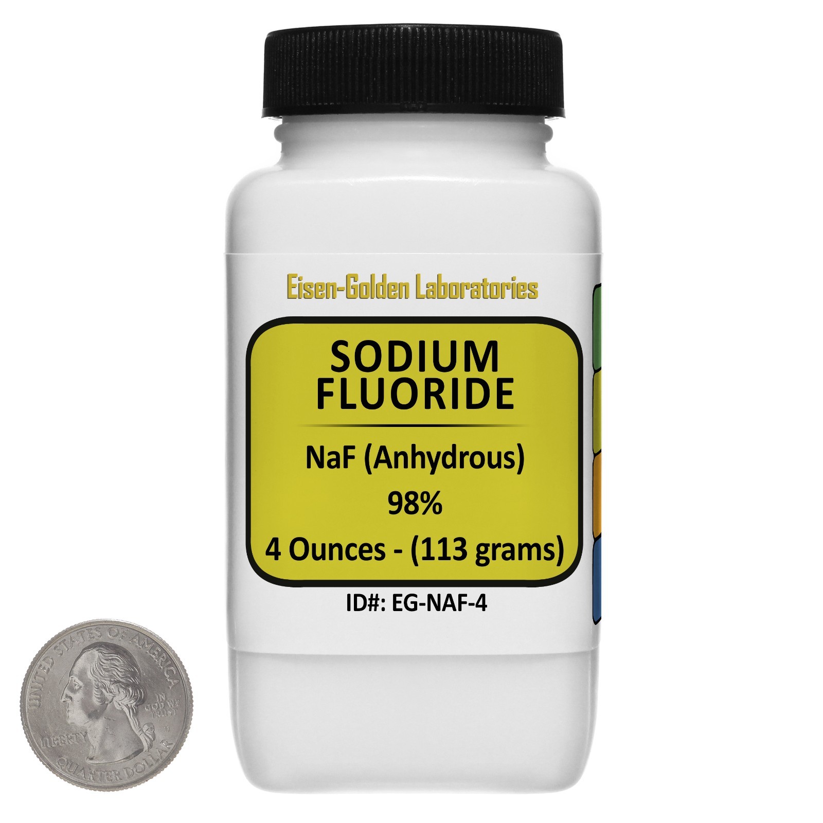 Sodium Fluoride [NaF] 98% Reagent Grade Powder 4 Oz in a Space-Saver Bottle USA