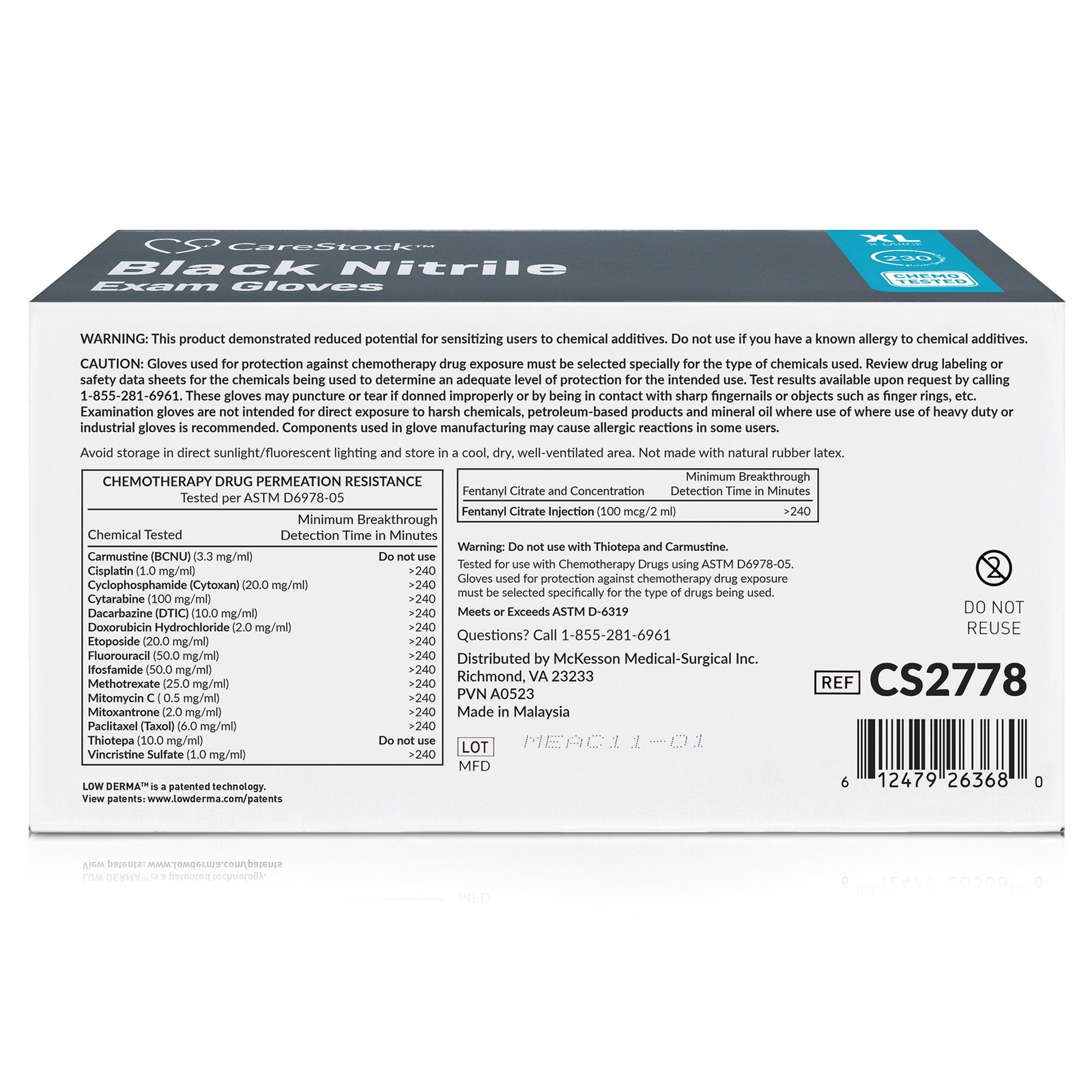 CareStock Nitrile Exam Glove Standard Cuff Length X-LARGE CS2778 230 per Box