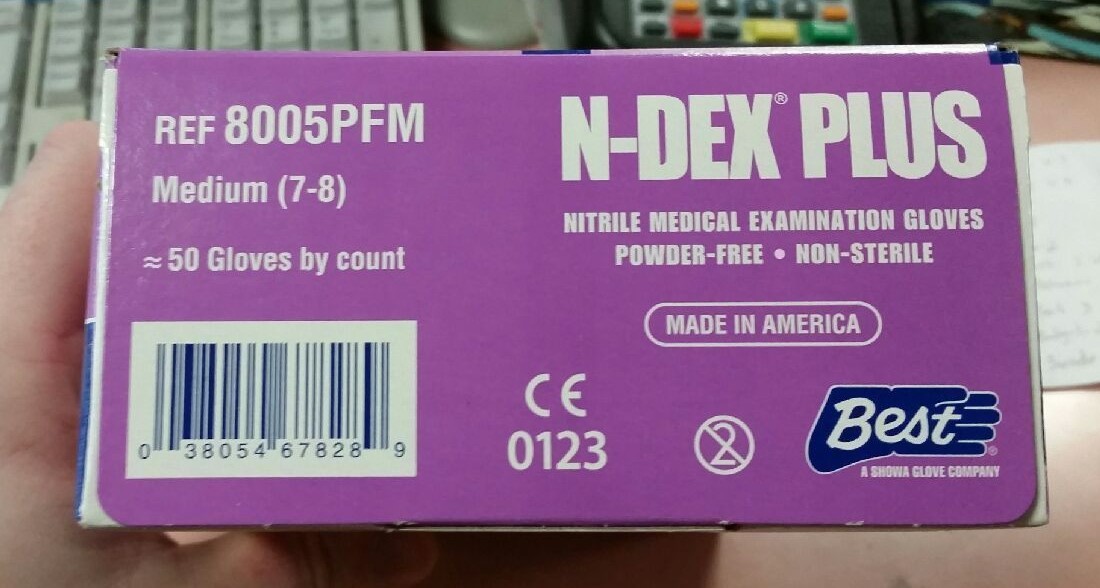 Showa N-Dex Nitrile Examination Gloves REF 8005PFM Box Non-Sterile 50ct Medium