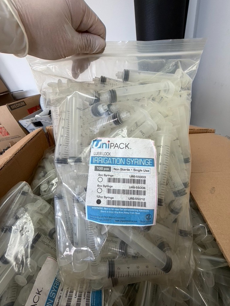 Unipack Medical Luer Lock Irrigation syringes – 12CC Syringes 100OCS/BAG