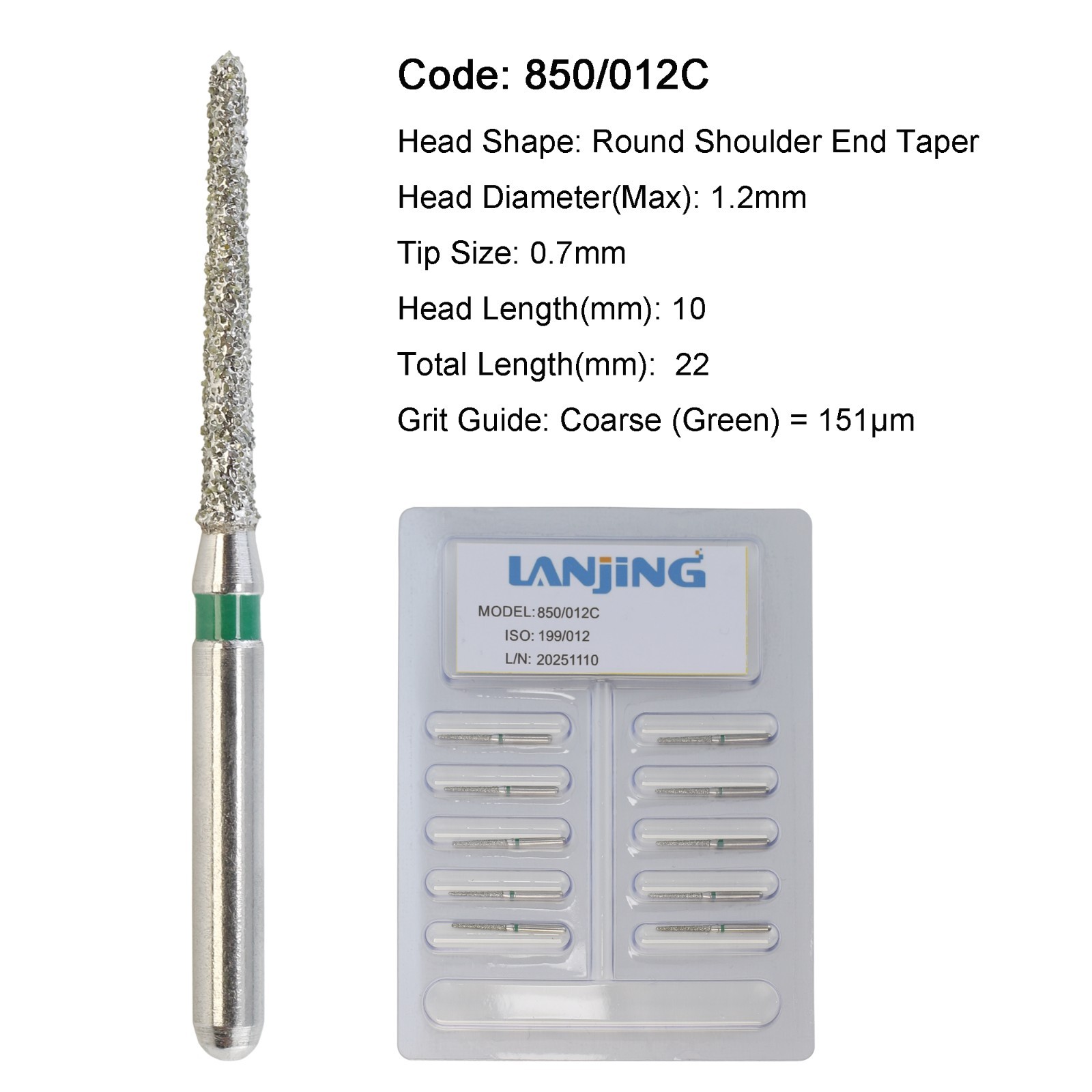 Dental Burs Diamond Round End Taper Surgical Long Ball Barrel FG for High Speed