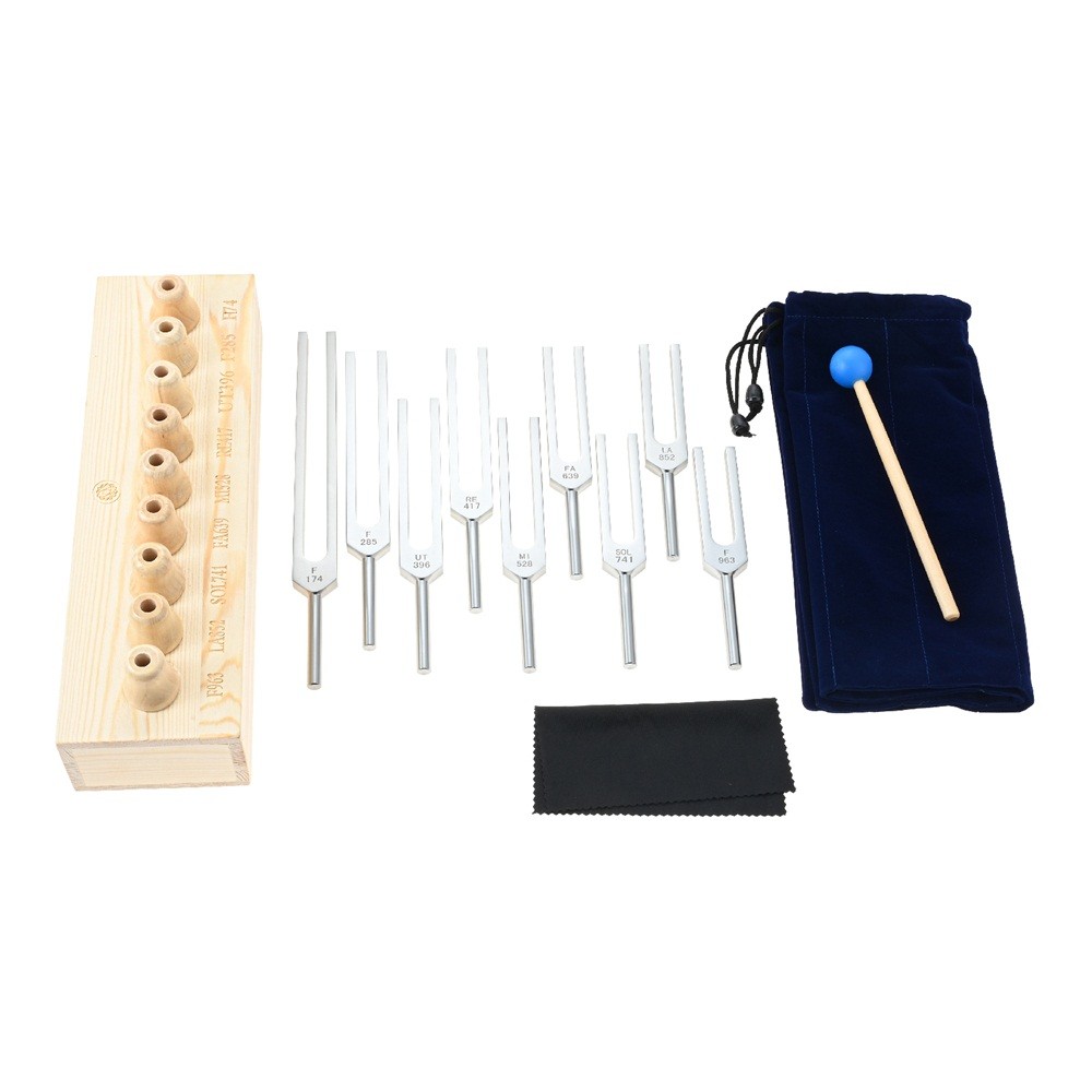 9 Solfeggio Tuning Fork Set Multicolor Aluminum Alloy for Healing Sound Therapy