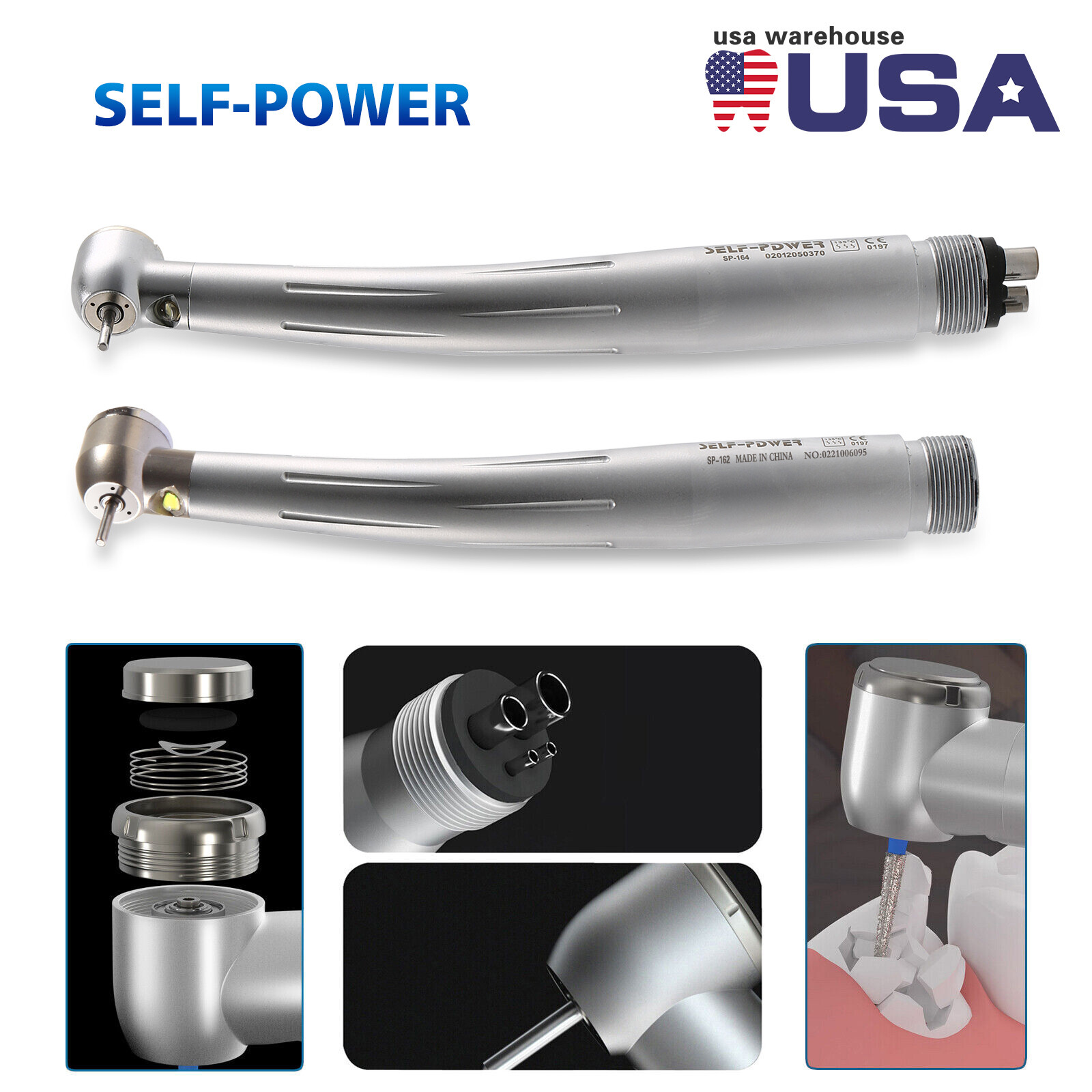 E-generator Dental LED Fiber Optic High Speed Handpiece SP-164/162 Self Power