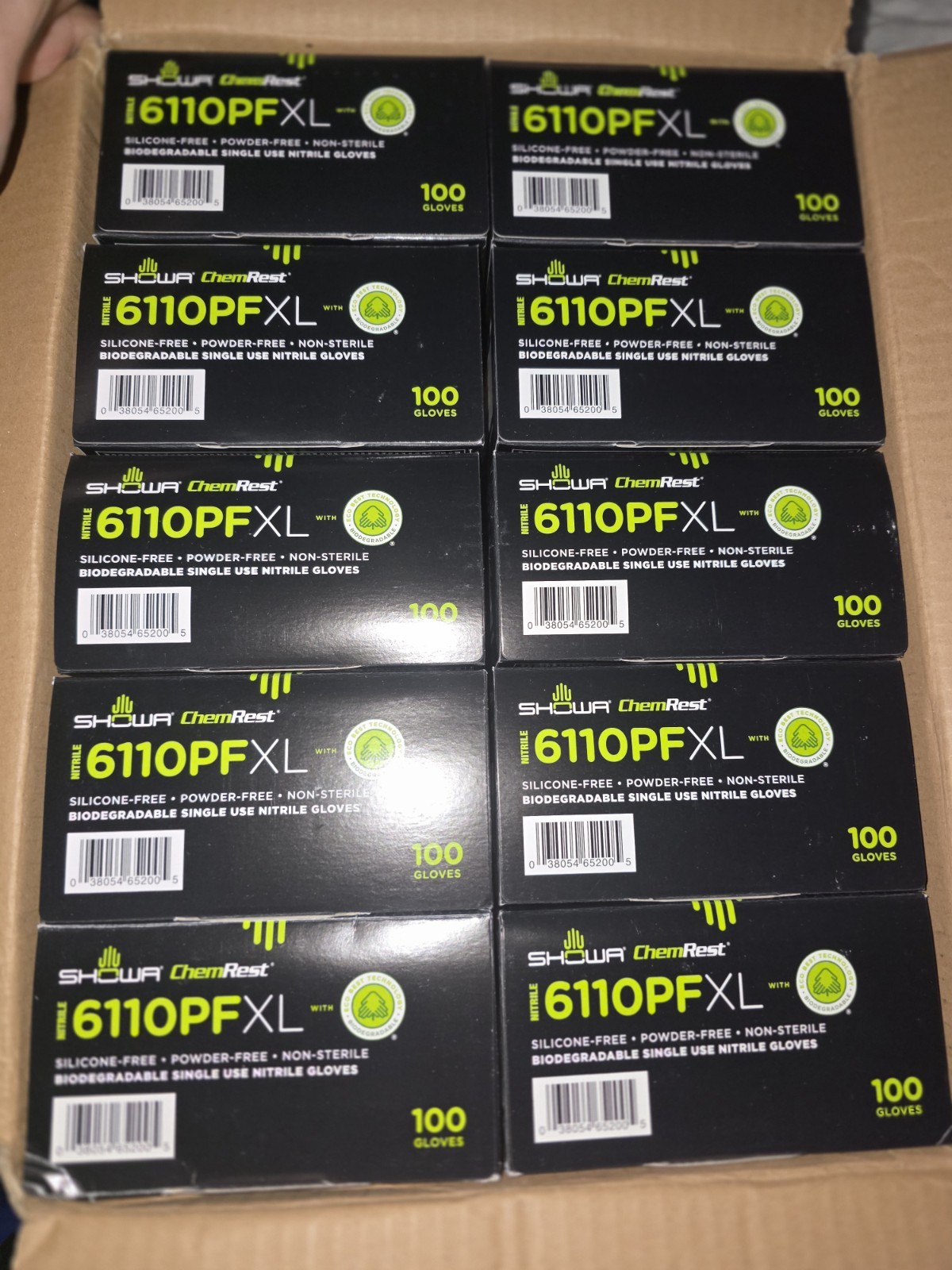 Showa 6110PF XL 1000 Pk Size XL / Size 10 Green Disposable Gloves