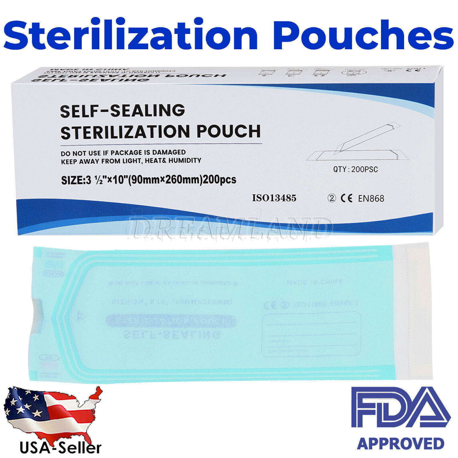 up to 2000 Sterilization Pouches 3.5″ x 10″ Dental Medical Self Seal Pouch Bag