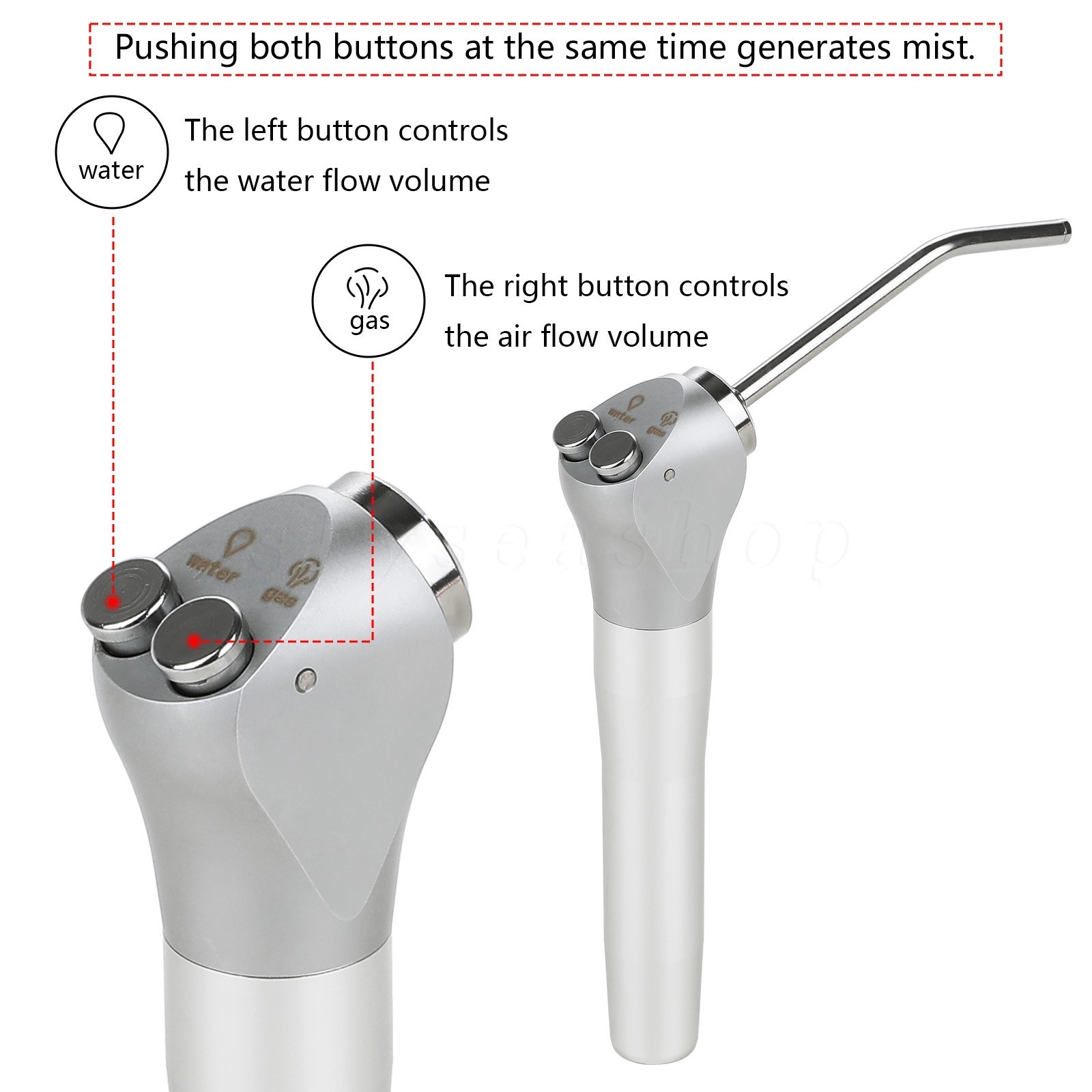 1-10 Dental 3 Way Air Water Spray Triple Syringe Handpiece w/ Nozzles Tips Tubes