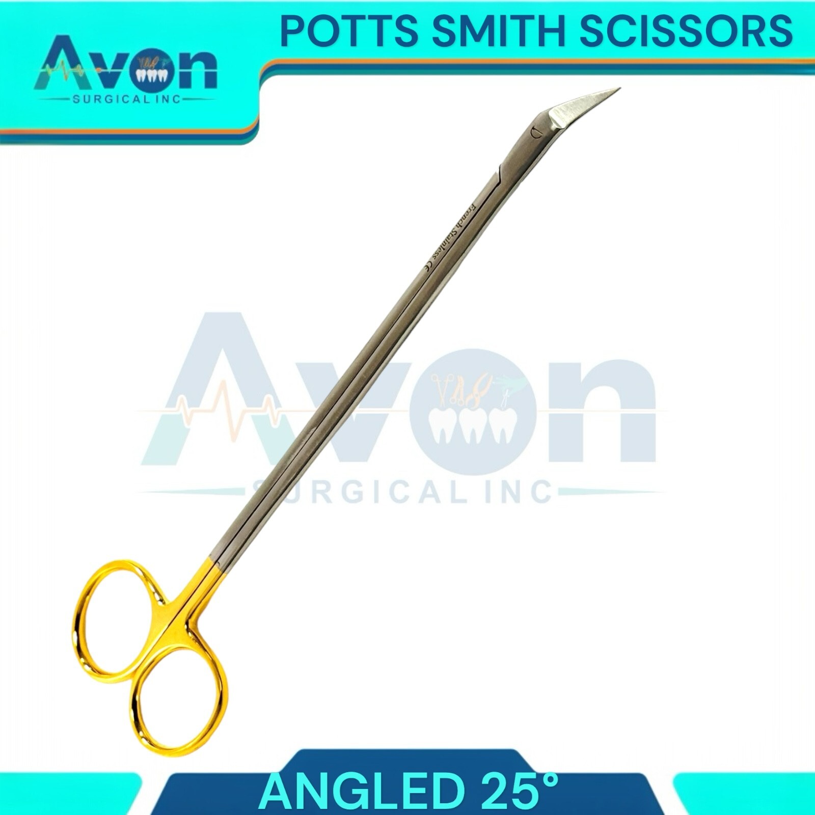 Vascular Scissors Potts Smith, Angled to 25° & 90° Right Angle – Gold Handle 2PK