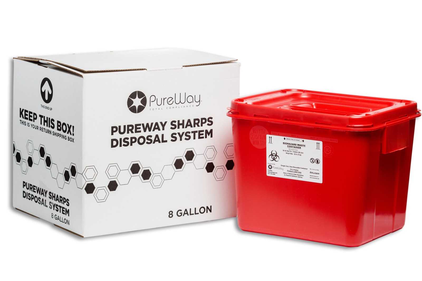 PureWay Sharps Collection Bin 8-gallon Container Healthcare Waste Disposal