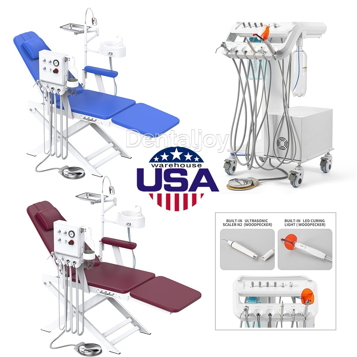 Dental Portable Delivery Unit System Air Compressor 4Holes Mobile Cart /Chair