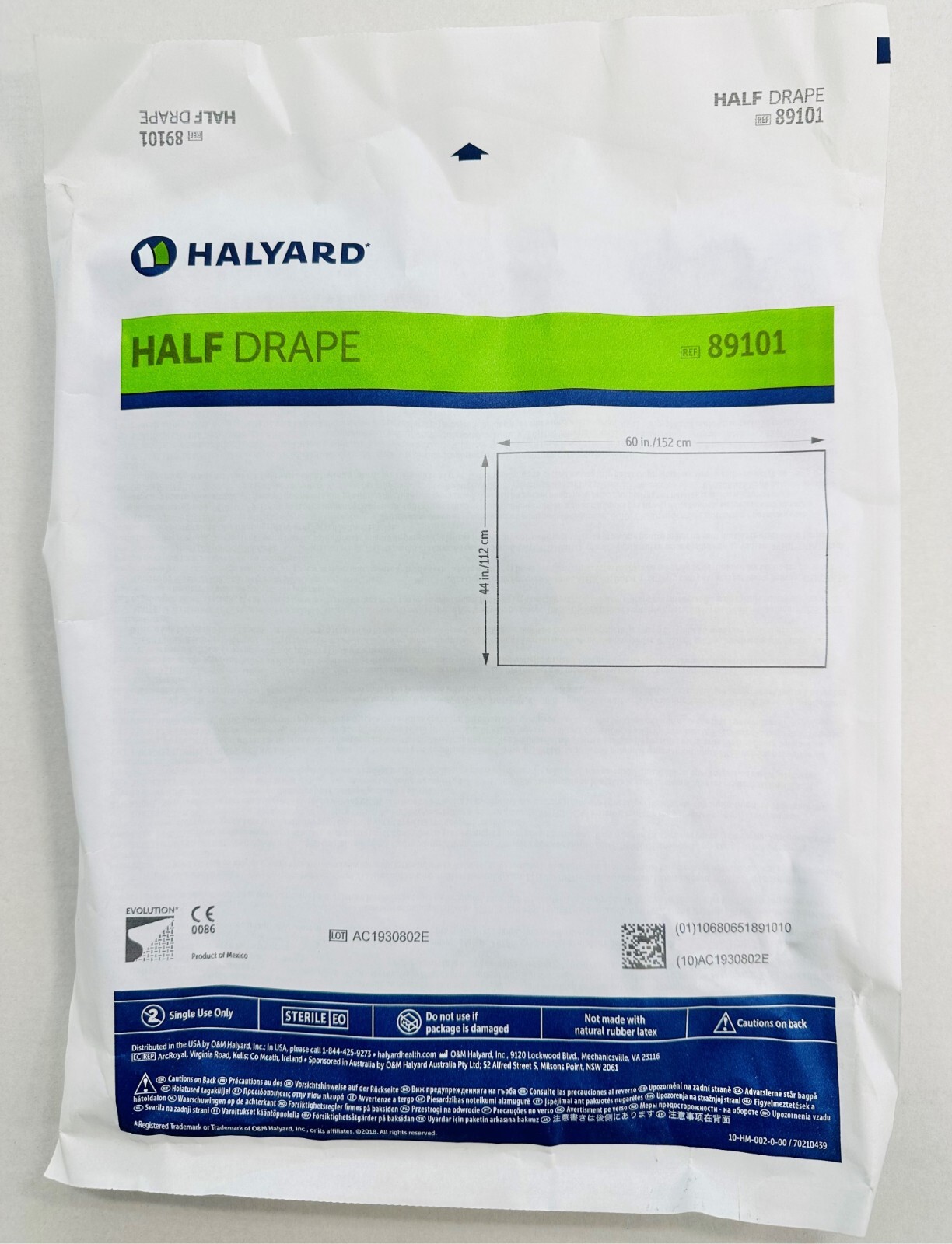 *1-Pack* Halyard Health Surgical Half Drape 60″ x 44″ Sterile 89101
