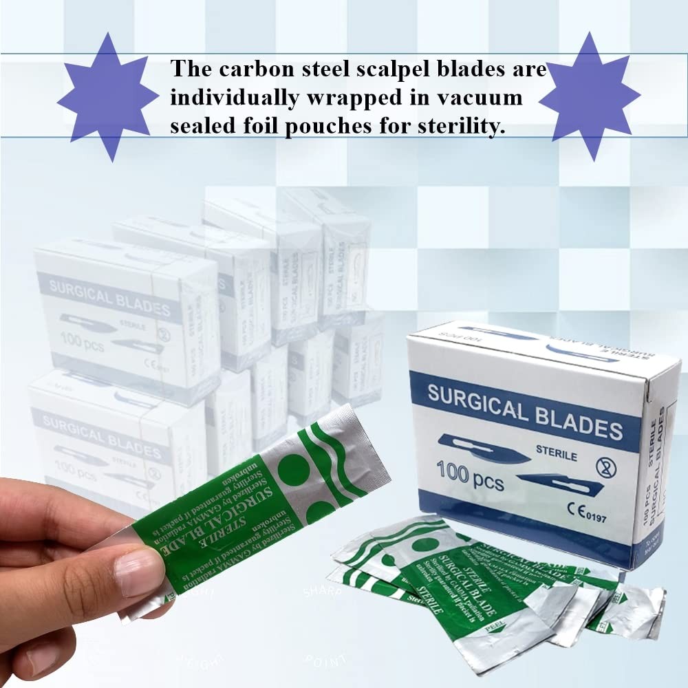 100 Pcs Box Surgical Sterile Blades #25 Made of High Carbon Steel With Silver