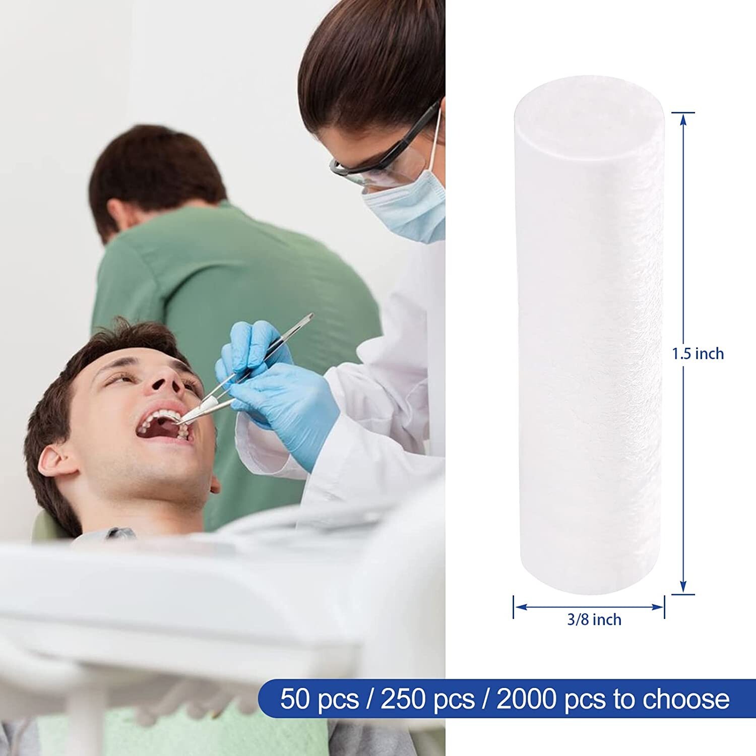250PCS/box Disposable Dental Cotton Rolls 1.5″ Nosebleed Plugs Absorbent Mouth