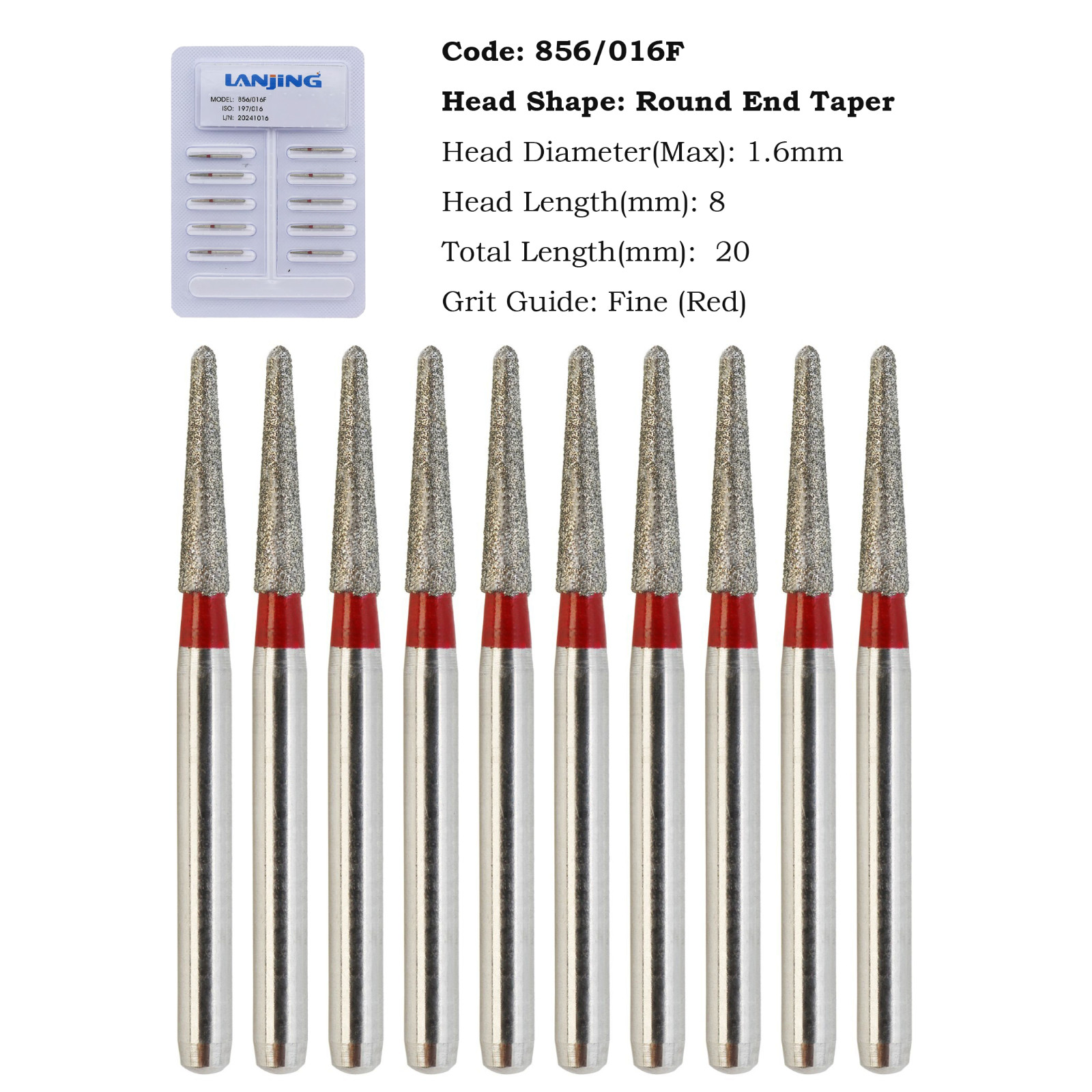 Dental Diamond Burs FG Round End Taper 856 850 Super Coarse Fine High Speed Burr