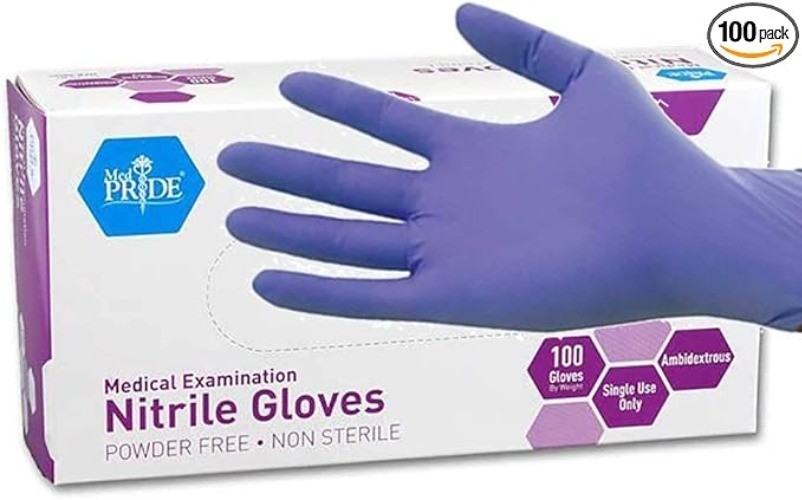 (2-PACK) Small | MedPride Purple Nitrile Powder-Free Exam Gloves non sterile