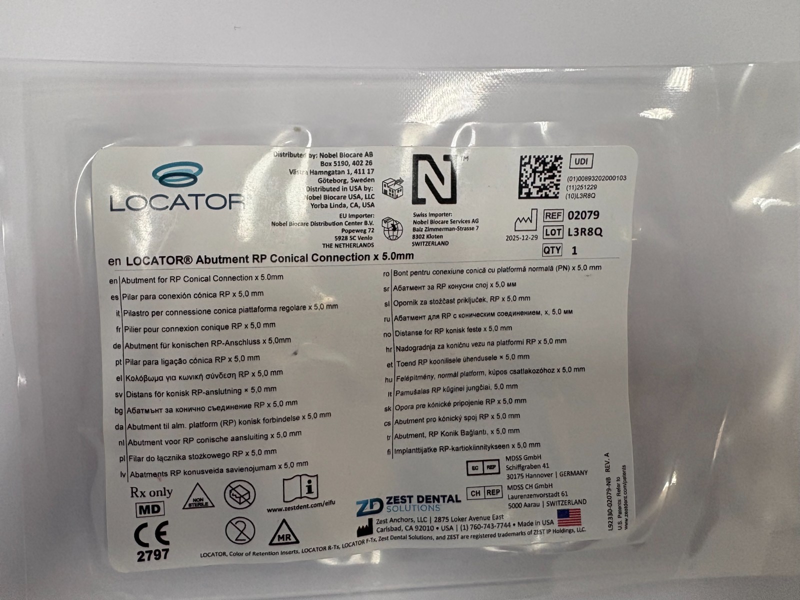 Nobel Locator Abutment RP Conical Connection 5.0mm and 4.0mm