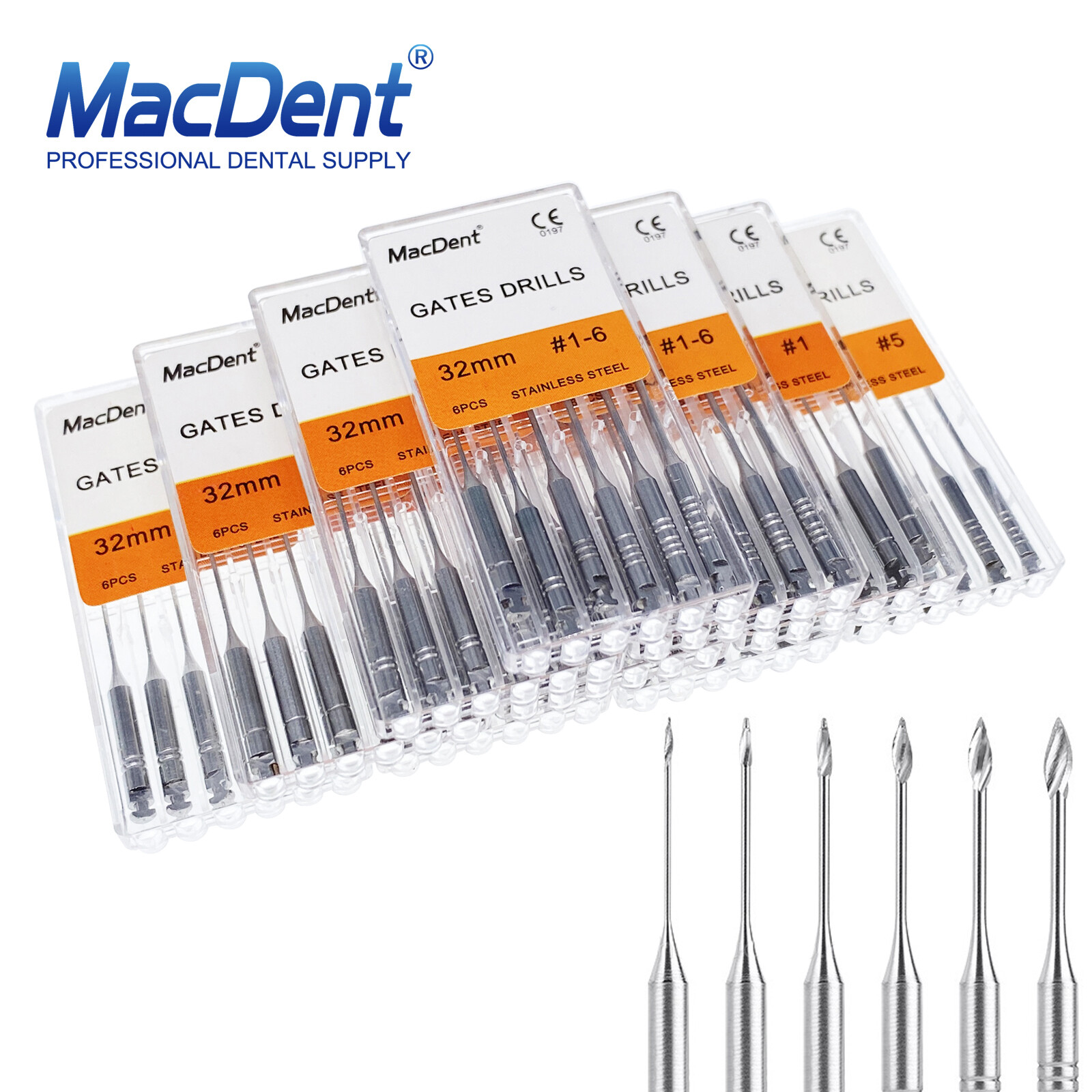 MacDent Dental Endodontic Peeso Reamers/Gates Drill Stainless Steel Engine Use