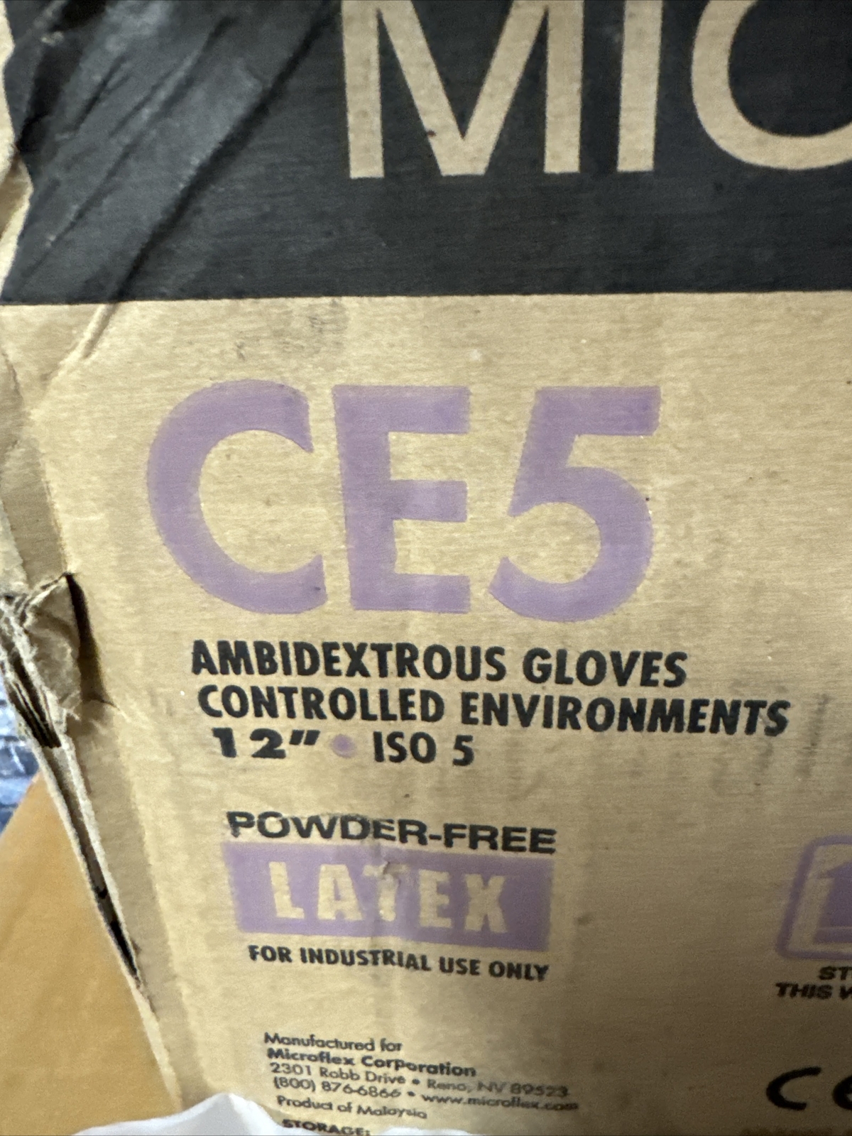 Microflex CE5-512-XL Ambidextrous Latex Gloves 12″ ISO5 size XL Extra large