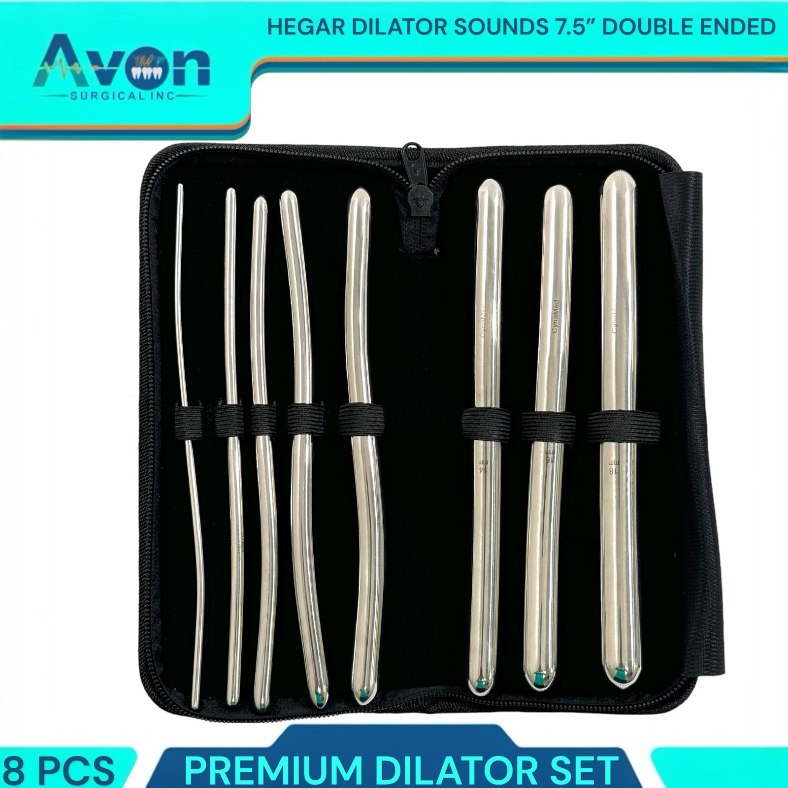 NEW 8 HEGAR DILATOR SOUNDS SET 7.5″GYNO SURGICAL INSTRUMENTS ( PREMIUM GRADE )