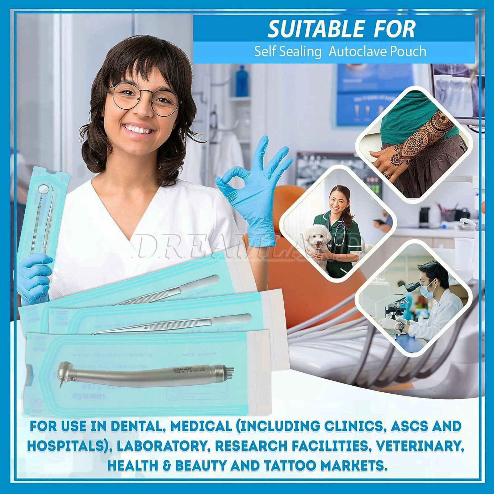 Self Seal Sterilization Pouches – Autoclave Sterilizer Bags 3.5×10 Tattoo