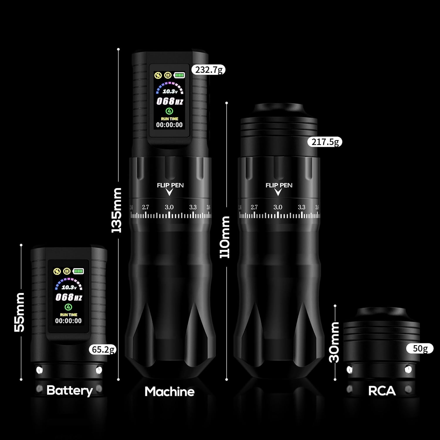 HAWINK Tattoo Kit Gun Wireless Machine Normal/Stippling Black